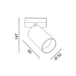 Spotlight IN_LINE TUB M NB, D52mm, H90mm, CREE 10W LED, 604Lm, 3000K, 6fok, CRI>90, 2 wired, DIM DALI, IP20, black color