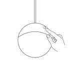 Suspended luminaire IN_LINE BALL L, D180mm, H1500mm, CREE LED 28W, 2181Lm, 3000K, CRI>90, push dimmable, 2 wired, ON/OFF, IP20, opal/black color