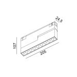 IN_LINE COMFORT B 205 spotlight, L205mm, W24.5mm, H107mm, CREE LED 12W, 850Lm, 4000K, 36fok, CRI>90, 2 wired, DIM DALI, IP20, black color