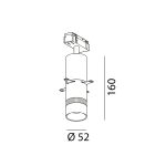Spotlight IN_LINE GALLERY, D52mm, H160mm, CREE 6.3W LED, 600Lm, 3000K, CRI>90, 2 wired, ON/OFF, IP20, black color