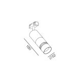 Spotlight IN_LINE LOGO, D52mm, H160mm, CREE LED 6.3W, 600Lm, 3000K, CRI>90, 2 wired, ON/OFF, IP20, black color