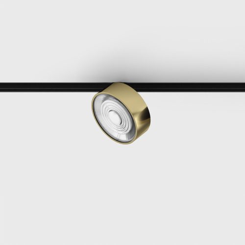 IN_LINE SOL MINI spot light, D75mm, H26mm, LED 7W, 640lm, 3000K, 45fok, DIM DALI, CRI>90, black/brass color - LTX-06.7526.7.930.DALI.BK + SOL M RING BRASS