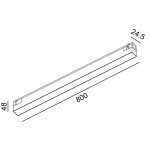 IN_LINE LINEA 800  line light, L800mm, W24.5mm, H48mm,  Bridgelux LED 18W, 1495Lm, 4000K, CRI>90, 2 wired, DIM DALI, IP20, opal/white color