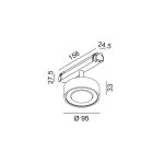 IN_LINE SOL TW spotlight, D95mm, H33mm, LED 13W, TW DIM: 2700K(881Lm)-6500K(1025Lm), 24fok, CRI>90, 48V DС, IP20, black/ white color - LTX-06.9533.13.TW.BK+SOL RING WHITE