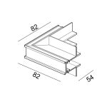 IN_LINE CORNER R IN Recessed "L" track connector Сeiling to Wall, in-installation, L82mm, W82mm, H54mm, white color
