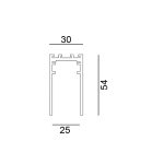 IN_LINE  TRACK S 2000, Surface/suspension track without endcap and live end, L2000mm,W30mm, H54mm, IP20, white color, 2 wired