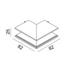 IN_LINE CORNER S OUT Surface "L" track Connector -Wall to Wall out-installation, L82mm,W82mm, H25mm,white color