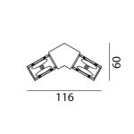 Surface track connector IN_LINE CORNER 120, L160mm, w60mm, H54mm, IP20, white color, 2 wired