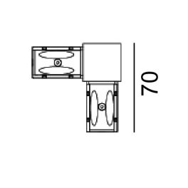   IN_LINE CORNER 90, Surface track connector 90, L70mm, W70mm, h54mm, IP20, black color, 2 wired