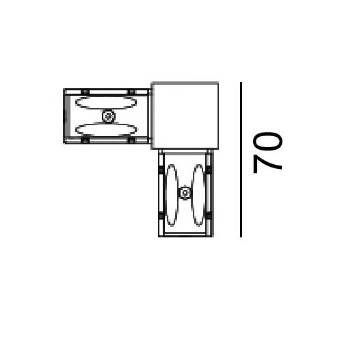 IN_LINE CORNER 90, Surface track connector 90, L70mm, W70mm, h54mm, IP20, white color, 2 wired