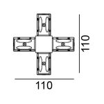 IN_LINE CORNER X, Surface track connector CORNER X, L110mm, W110mm, H54mm, IP20, black color, 2 wired
