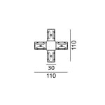 IN_LINE CORNER X, Surface track connector CORNER X, L110mm, W110mm, H54mm, IP20, black color, 2 wired