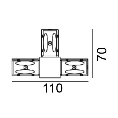 IN_LINE CORNER T, Surface track connector CORNER T left, L110mm, W70mm, H54mm, IP20, black color, 2 wired