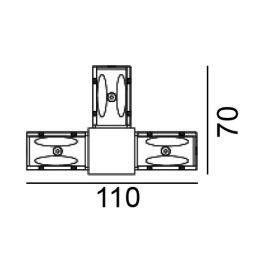   IN_LINE CORNER T, Surface track connector CORNER T left, L110mm, W70mm, H54mm, IP20, white color, 2 wired
