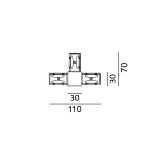 IN_LINE CORNER T, Surface track connector CORNER T left, L110mm, W70mm, H54mm, IP20, white color, 2 wired
