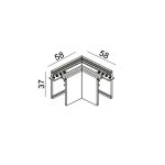 IN_LINE SHORT CORNER S HR Surface/suspension "L" track  connector, L58mm, W58mm, H37mm, white color