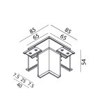 IN_LINE CORNER T HR Recessed track with trim "L" track connector, L85mm, w85mm, H54mm, IP20, black color