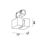 Spotlight IN_LINE WIN, 77x77mm, H44mm, CREE LED 3W, 180Lm, 3000K, 27fok, CRI>90, 2 wired, DIM DALI, IP20, black color