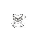 MINI_LINE 42 CORNER S OUT. Surface "L" track  Connector -Wall to Wall out-installation, L30mm, W30mm, H19mm, black color