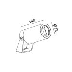 Spotlight luminaire VISOR140. L140mm, D72mm, LED 6.3W, 205Lm, 3000K, CRI>90, 3.8fokх160fok, 220V, IP65, graphite color