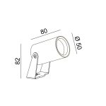 Spotlight luminaire VISOR50. L80mm, D50mm, H82mm, LED 7.7W, 750Lm, 3000K, 30fok, CRI>90, DC48V (without driver), IP65, graphite color