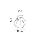 In-ground luminaire symmetrical UPP 220V, D75mm, H122mm, LED 6.3W, 532Lm, 3000K, 30fok, CRI>90, 220V, IP66, IK07, stainless steel