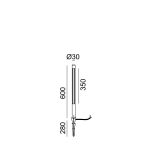 Bollard YARD 2. D30mm, H600mm, LED 4W, 3000K, 120fok, 659Lm, CRI>80, 48V DC (without driver), IP65, graphite