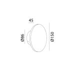 Surface mounted luminaire BUTTON RS. D150mm, SP45mm, LED 8W, 3000K, 720Lm, CRI>90, IP54, champagne gold color