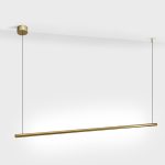 Suspended luminaire SLIMLINE. L1031mm, D18mm, bridgelux LED 8W, 640Lm, 3000K, DC 48V power supply not included, CRI>90, IP20, matte diffuser, brass color