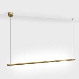   Suspended luminaire SLIMLINE. L1031mm, D18mm, bridgelux LED 8W, 640Lm, 3000K, DC 48V power supply not included, CRI>90, IP20, matte diffuser, brass color
