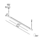 Suspended luminaire SLIMLINE. L1031mm, D18mm, bridgelux LED 8W, 640Lm, 3000K, DC 48V power supply not included, CRI>90, IP20, matte diffuser, brass color