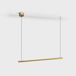   Suspended luminaire SLIMLINE. L700mm, D18mm, bridgelux 5W LED, 400Lm, 3000K, DC 48V power supply not included, CRI>90, IP20, matte diffuser, brass color