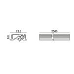 PROFILE COUNTUR TRIM. L2500mm, h8.8mm, w23.8mm. Anodization silver color, opal cover, end cap 2pcs, IP20