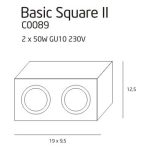 MaxLight C0089 LAMPA SUFITOWA BASIC SQUARE CZARNA PODWÓJNA - MAX-C0089