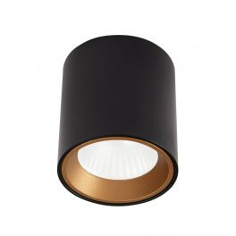   MaxLight C0211 LAMPA SUFITOWA TUB OKRĄGŁY CZARNY + PIERŚCIEŃ OZDOBNY ZŁOTY RC0155/C0156 GOLD - MAX-C0211