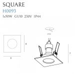 MaxLight H0093 SQUARE OPRAWA WPUSTOWA KWADRATOWA CZARNA IP44, GU10 GU10 IP44