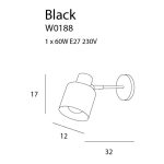 MaxLight W0188 KINKIET BLACK - MAX-W0188