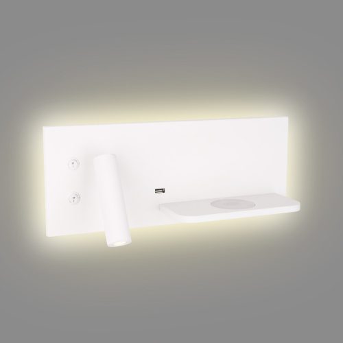MaxLight W0291 KINKIET SUPERIOR Z GNIAZDEM USB I ŁADOWARKĄ INDUKCYJNĄ BIAŁY LED IP20