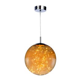   REALITY Universe Pendant lamp LED Size:30*30*120cm 1x18W 1440Lm 3000K. Shade in Glass amber  - REAL-324901-22