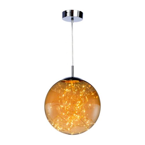 REALITY Universe Pendant lamp LED Size:30*30*120cm 1x18W 1440Lm 3000K. Shade in Glass amber  - REAL-324901-22